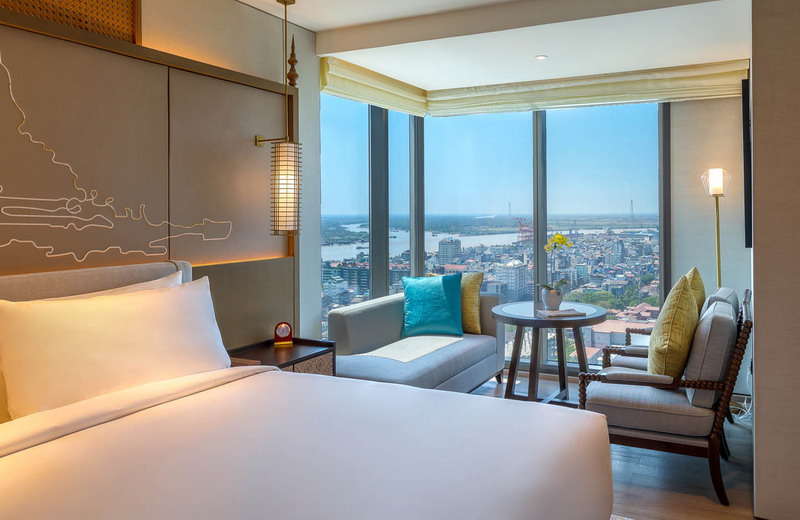 Infinity pool at Pan Pacific Yangon with the golden Shwedagon Pagoda in the distance